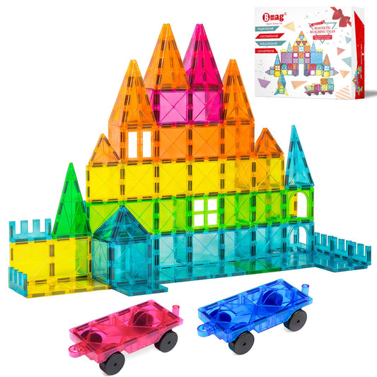 Bmag 100pcs magnet blocks forming a colorful tower for early STEM learning