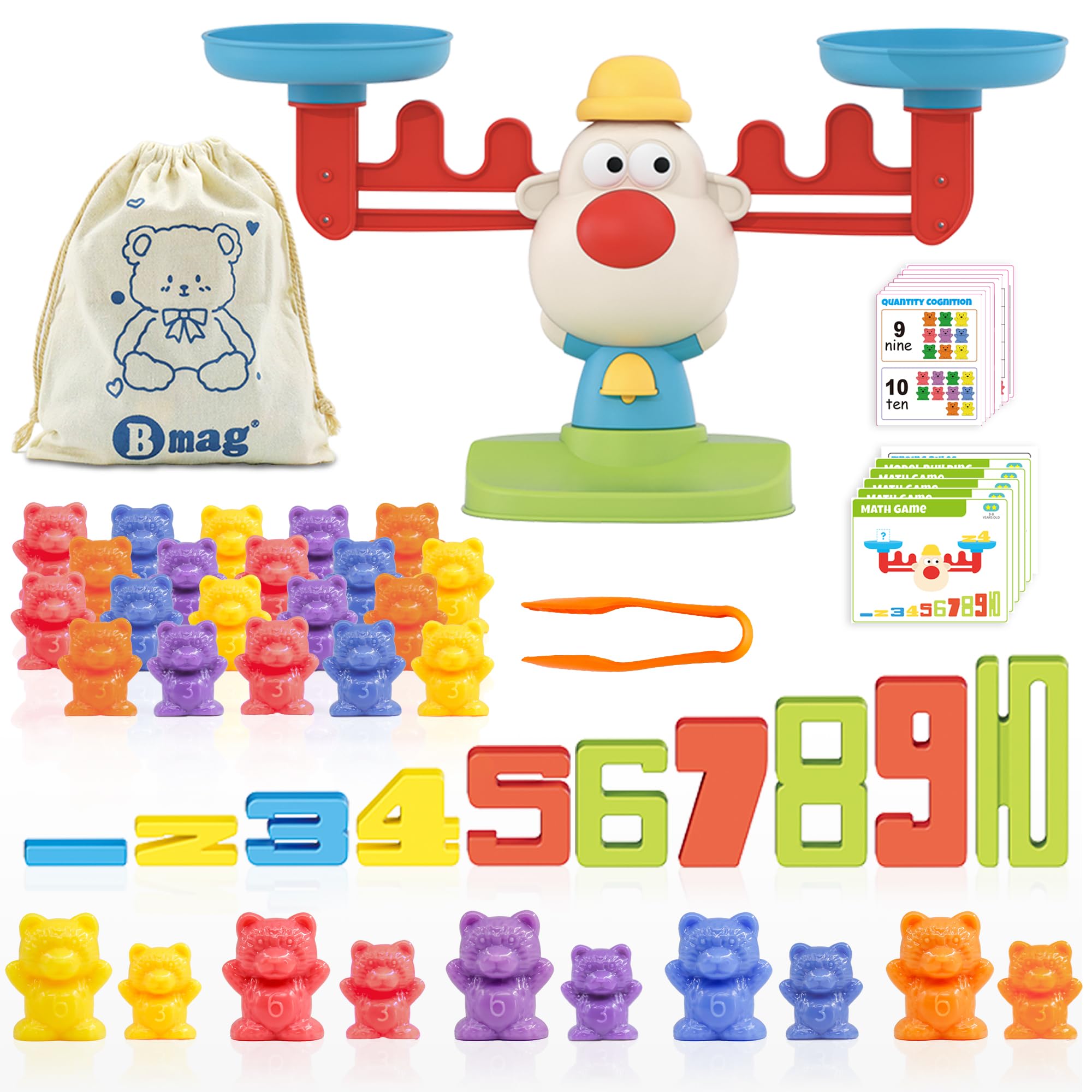 Bmag Balance Math Toy bears and numbers on a scale for interactive counting