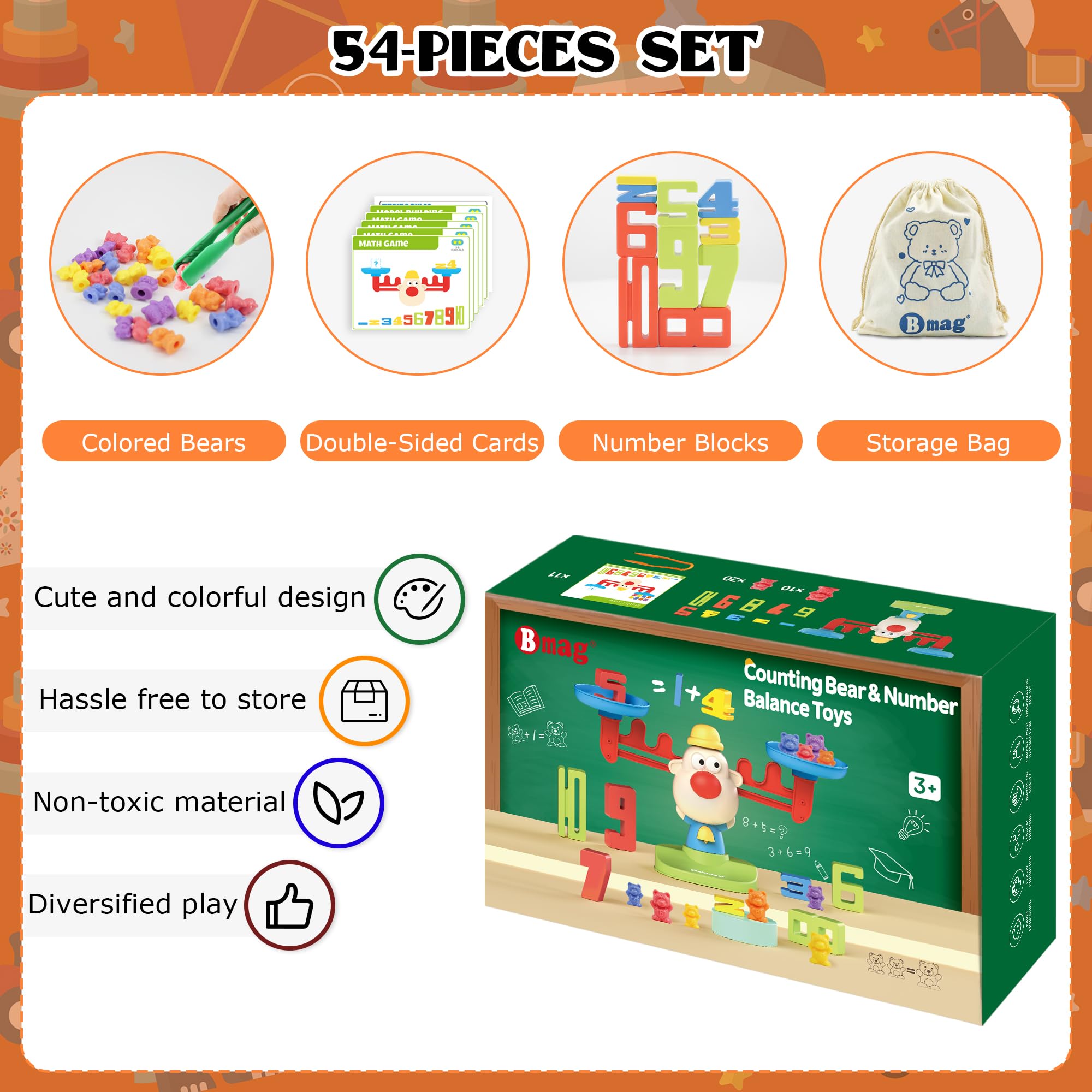 Bmag Balance Math Toy colorful big and small bears to spark curiosity