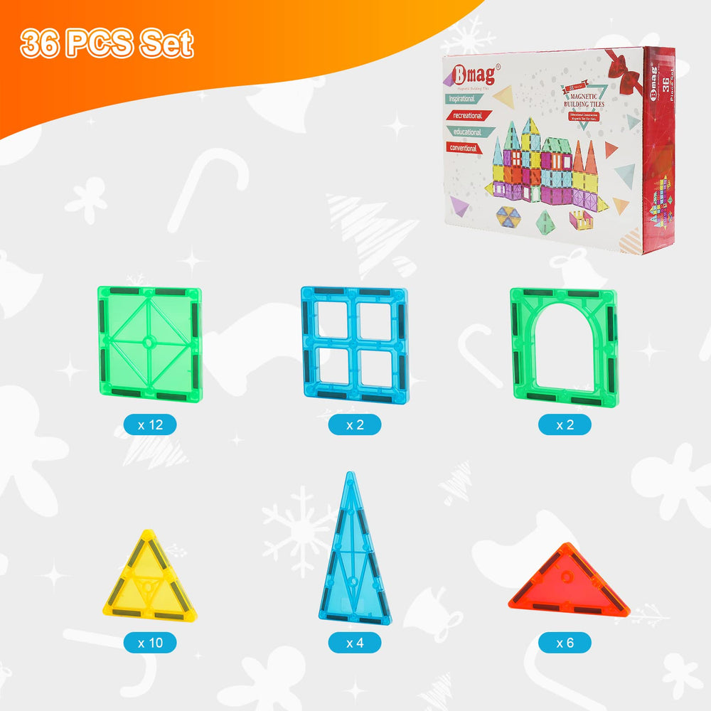 Bmag magnetic tiles 36pc doors and windows enable interactive, kid-friendly play sessions
