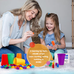 Bmag six-color sorting cups aid early math and color skills.