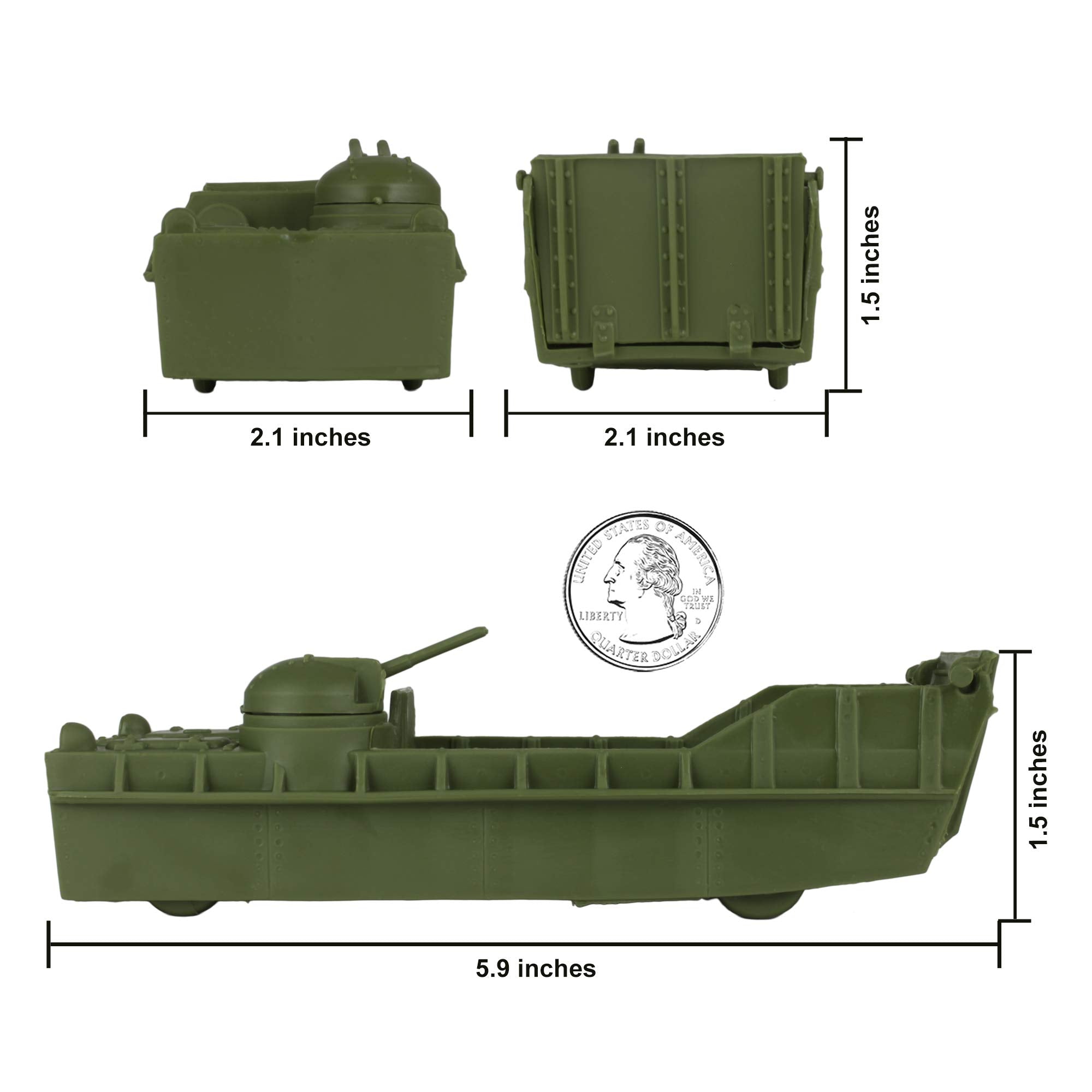 BMC Toys Classic Marx landing craft od green front view highlights rugged detailing