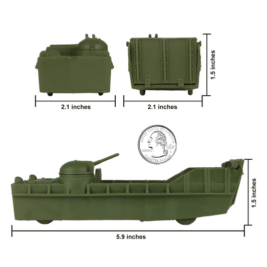 BMC Toys Classic Marx landing craft od green front view highlights rugged detailing