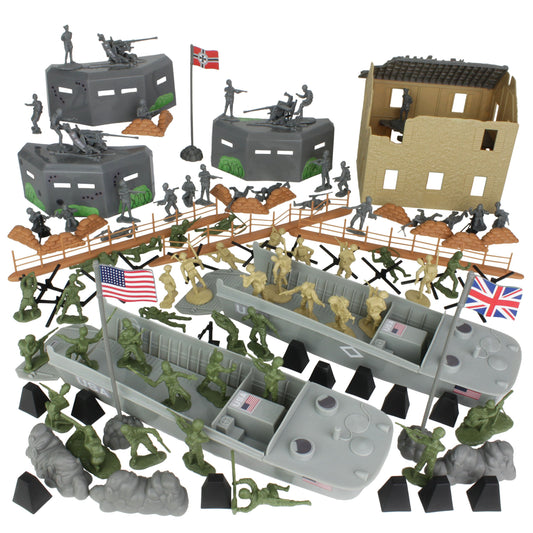 The BMC Toys D-Day invasion box front shows the complete 114-piece setup for imaginative history play.