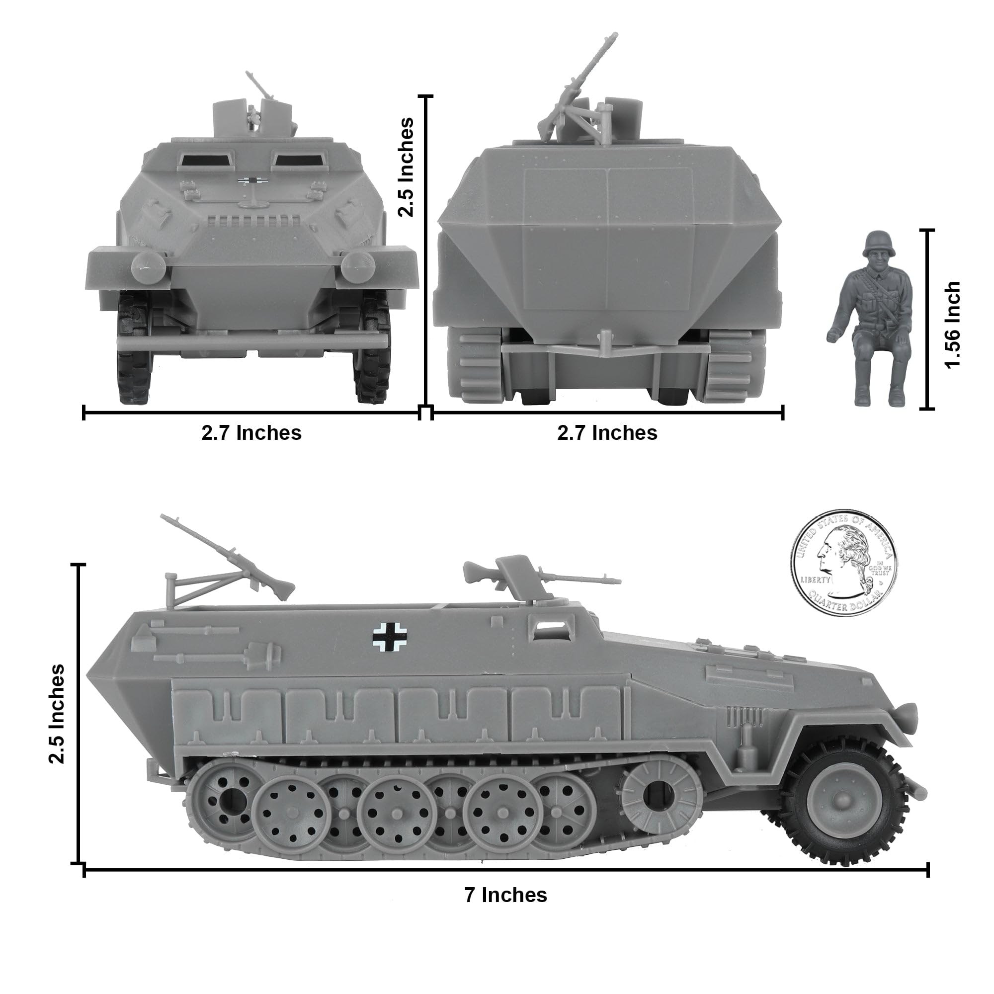 BMC Toys Hanomag half-track front weapons for action-ready details.