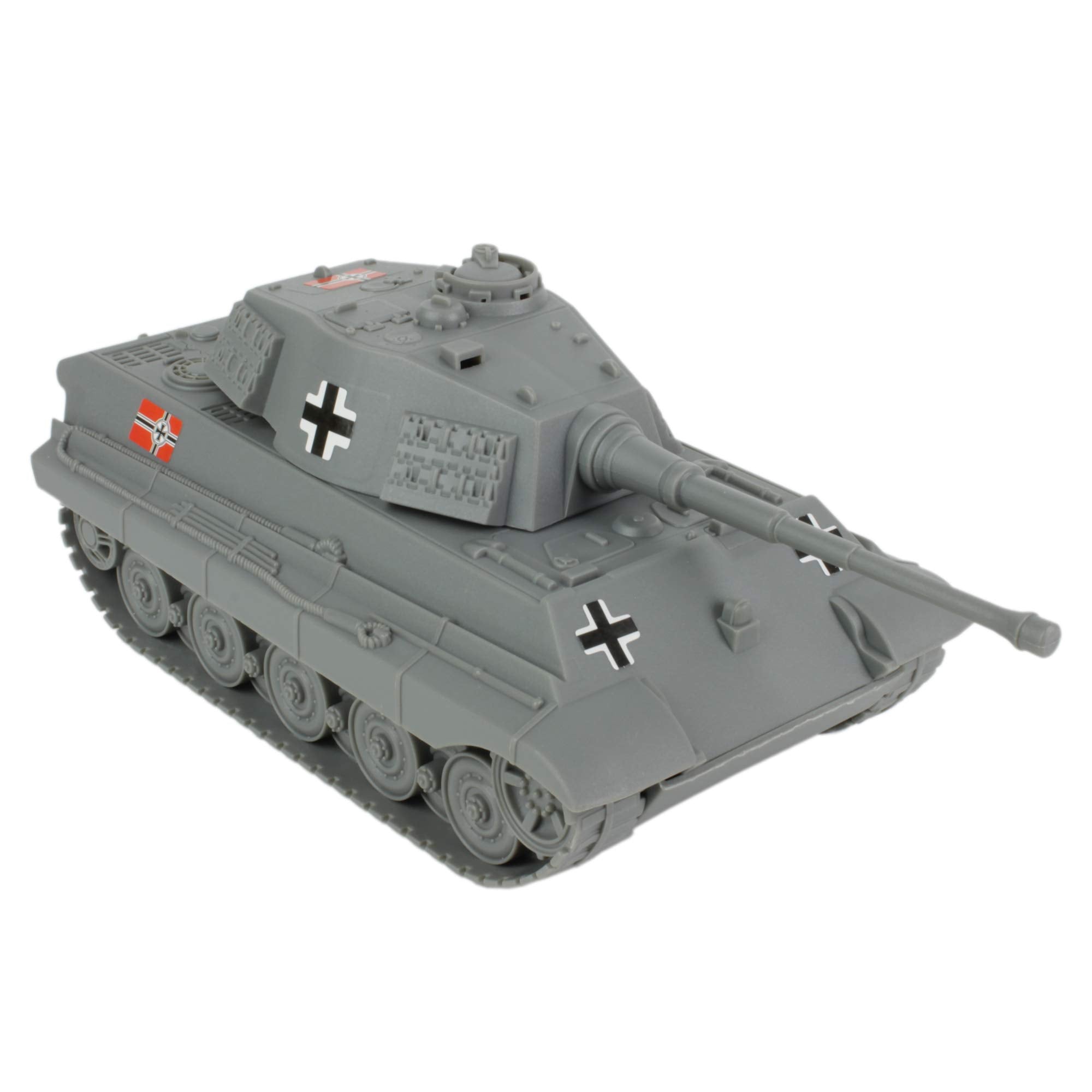 BMC Toys King Tiger tank front view, realistic gray finish for 54mm dioramas.