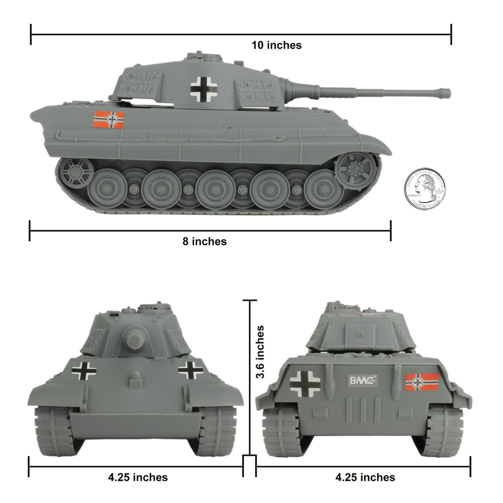 BMC Toys King Tiger turret swivels for dynamic battlefield poses and storytelling.