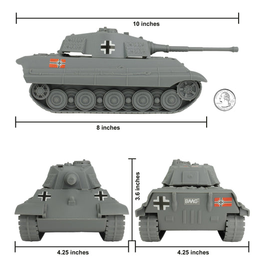 BMC Toys King Tiger turret swivels for dynamic battlefield poses and storytelling.