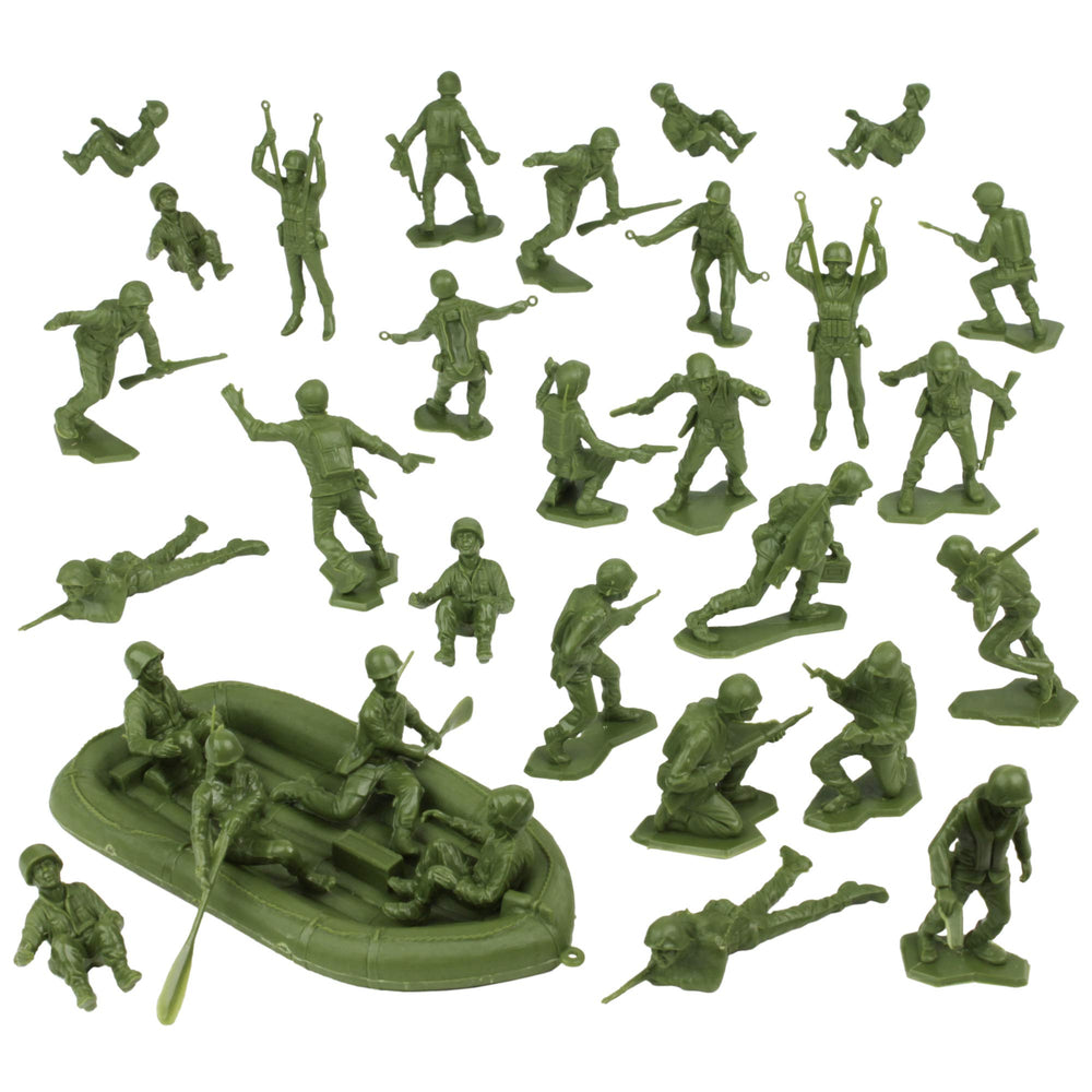 BMC Toys Marx Army Men paratrooper poses for aerial diorama setups.