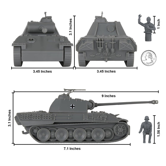 BMC Toys Panther V Tank turret detail highlights rotating cannon for action play.