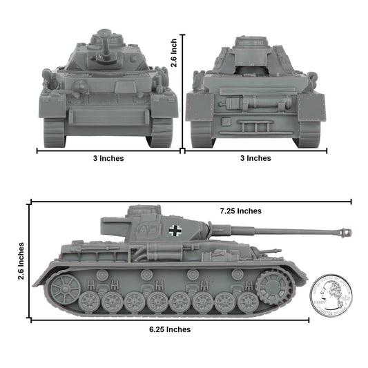 BMC Toys Panzer IV gray top view highlighting dual turret design for dioramas.