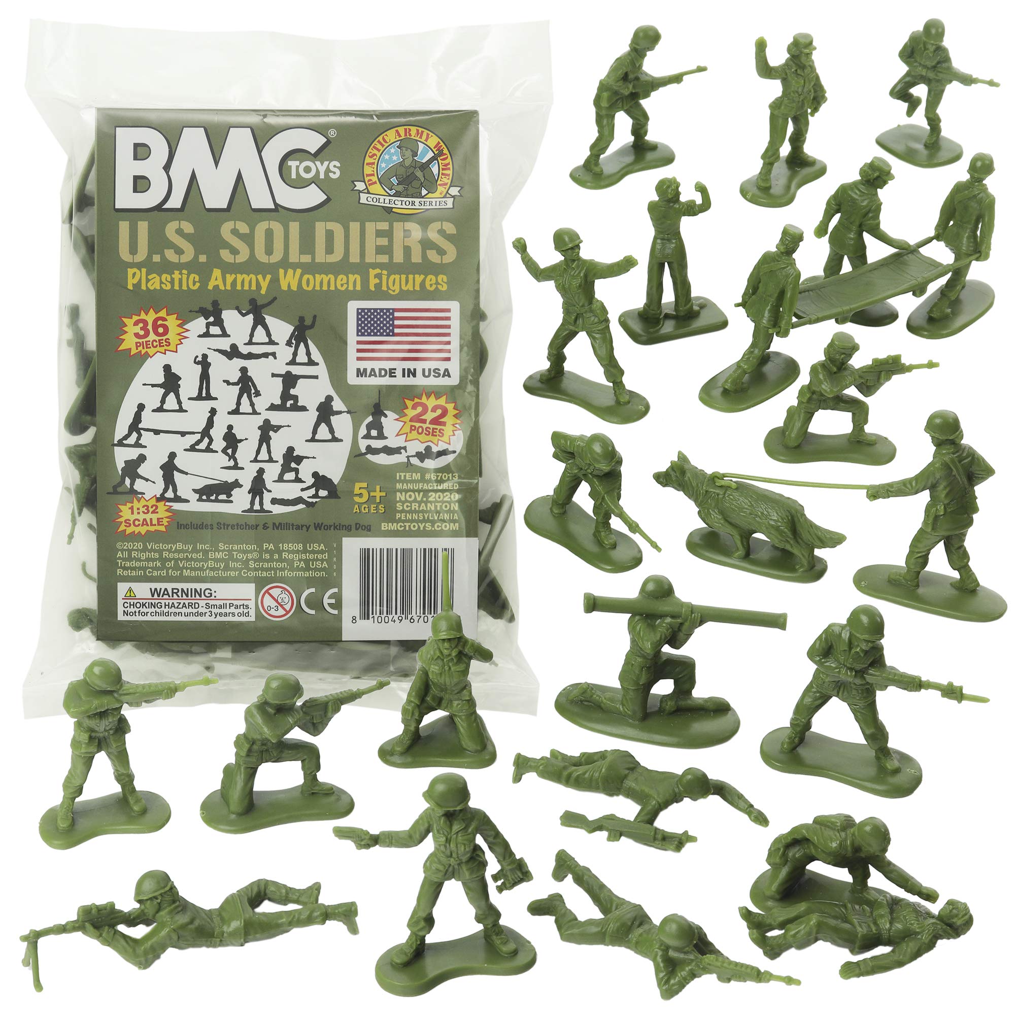 BMC Toys Plastic Army Women in olive drab ready for imaginative battle scenarios.