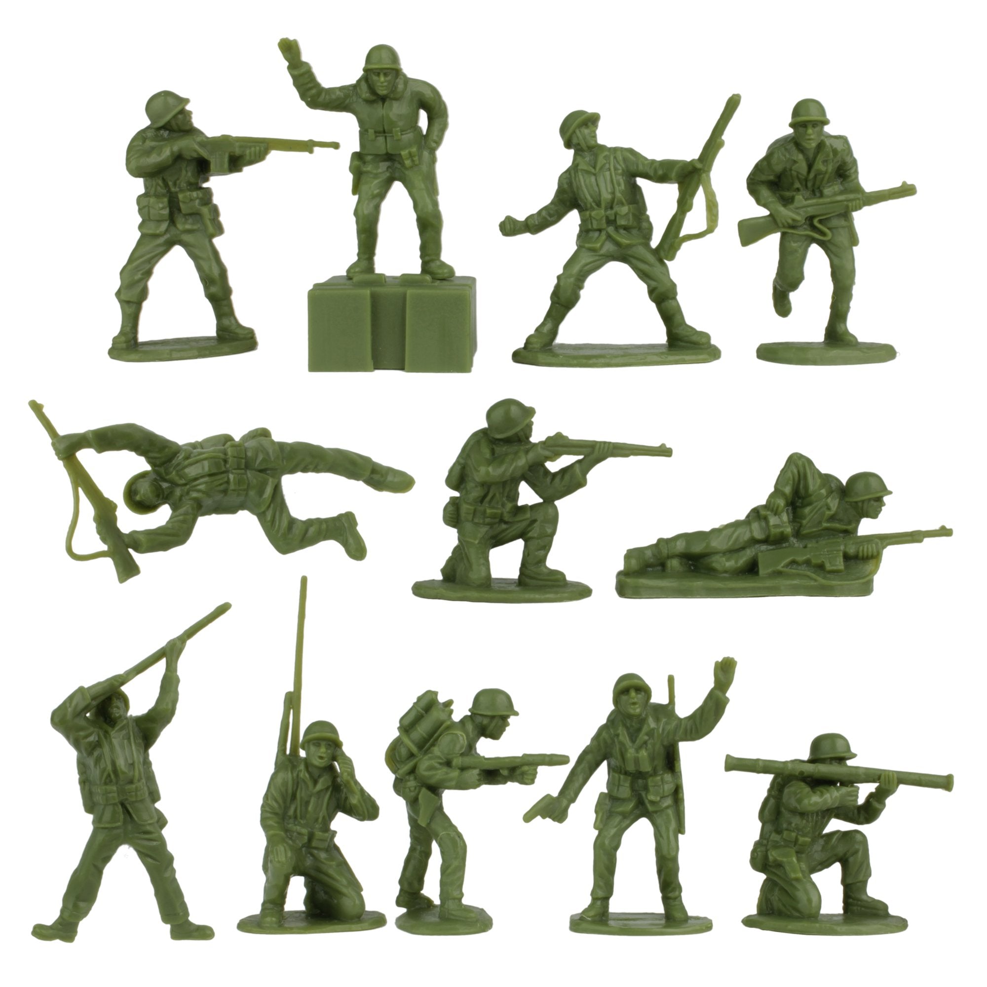 BMC Toys Iwo Jima Marines close-up detail in olive drab for realism.