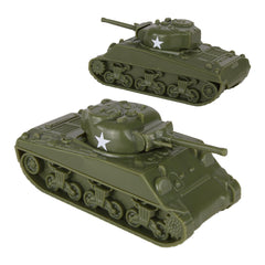 BMC Toys WW2 Sherman M4 tank front view in OD green for durable diorama use