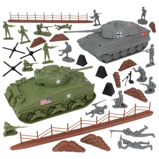 BMC Toys Sherman M4 tank in olive drab for realistic battlefield play
