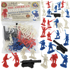 BMC Toys Yorktown 32pc figure set showcasing diverse soldiers for imaginative play.