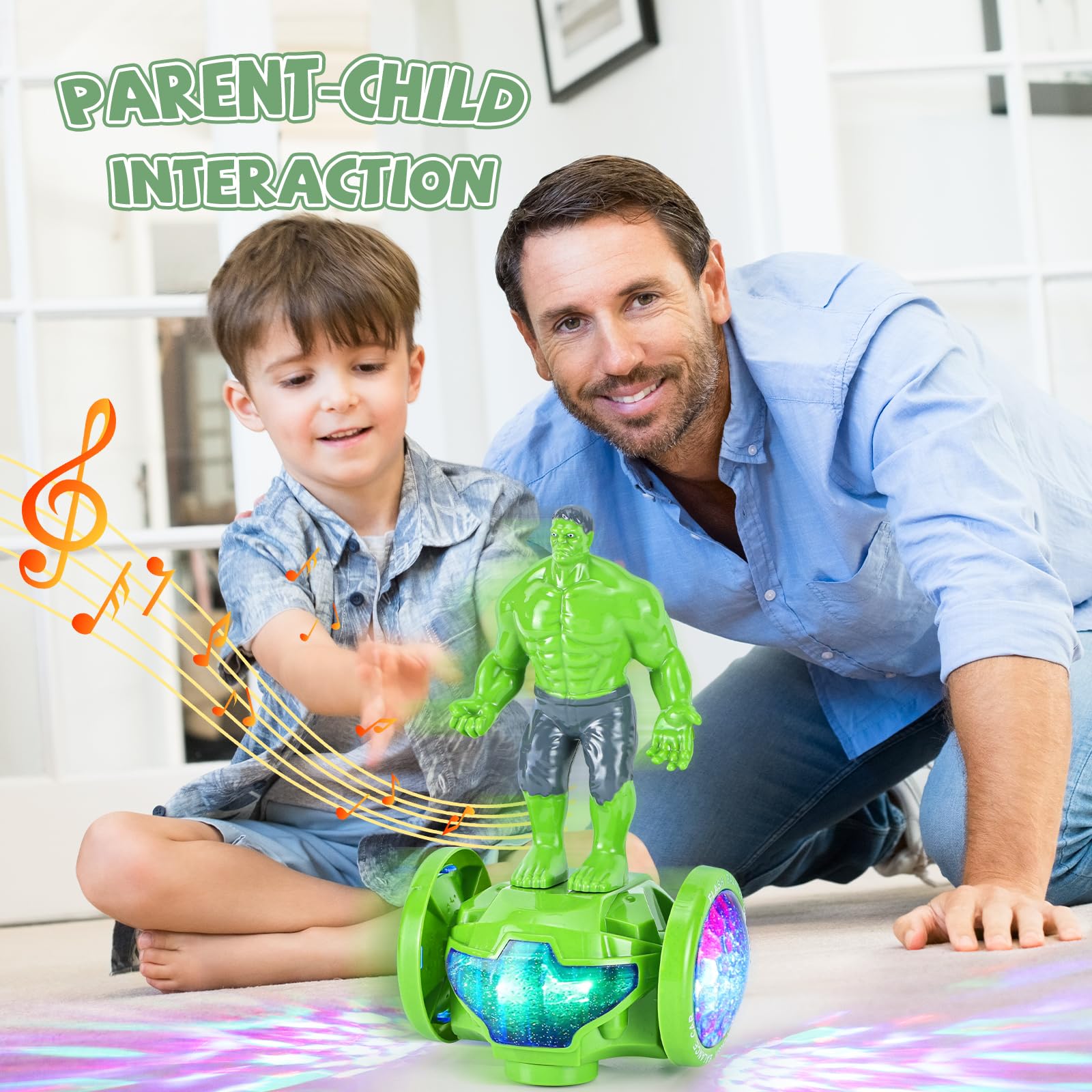 BMESSE toy car with bump-go safely changes direction during play.