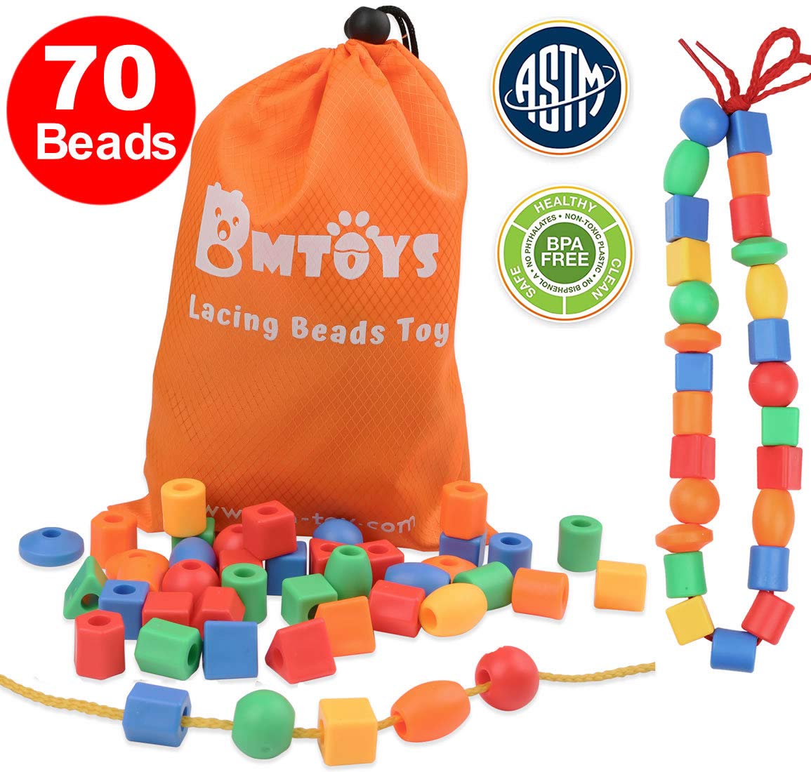 BMTOYS large beads measuring about 1 inch for easy sorting.
