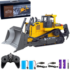bnam remote control bulldozer front view shows durable alloy loader for indoor and outdoor play
