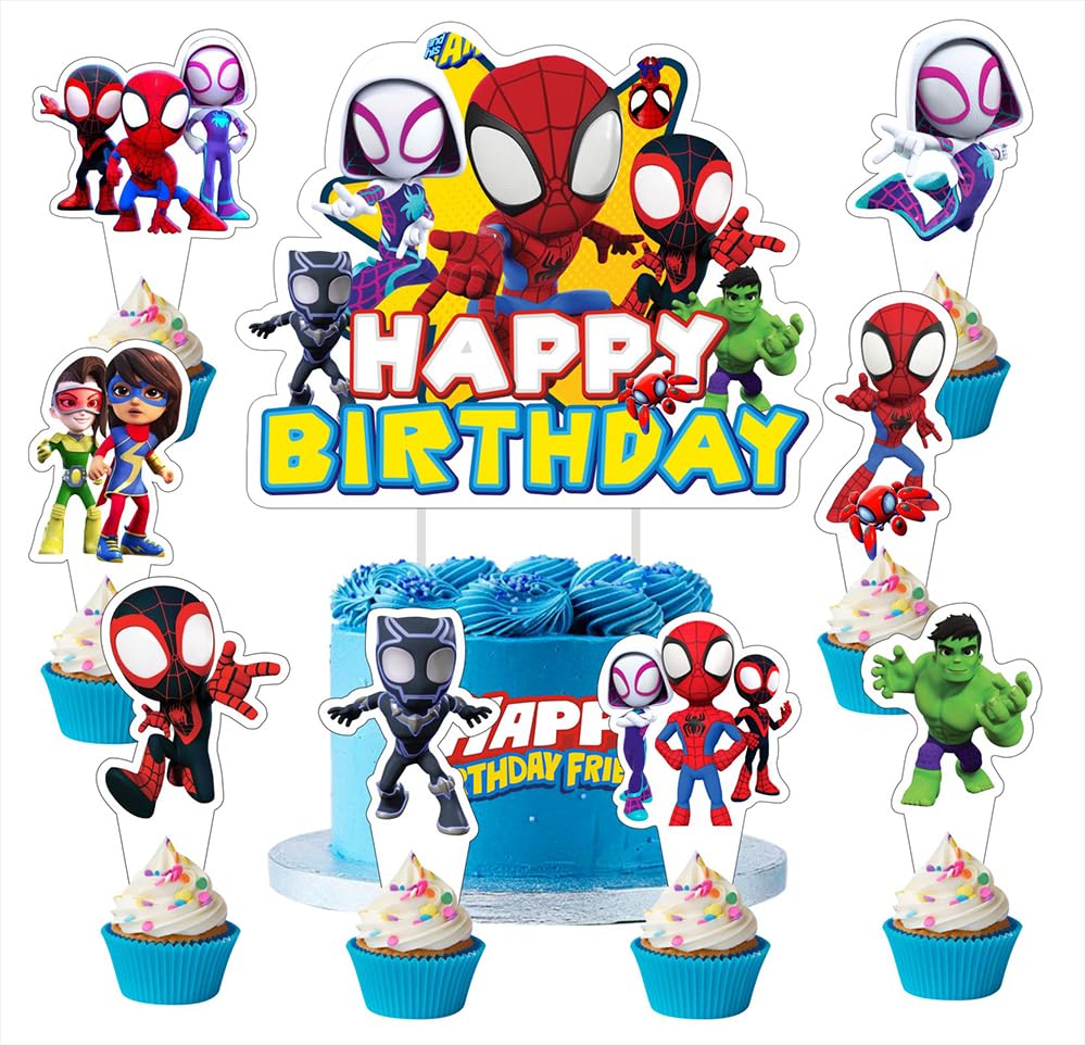 BNFUO spider and his friends cake topper with two sided prints for vibrant party decor