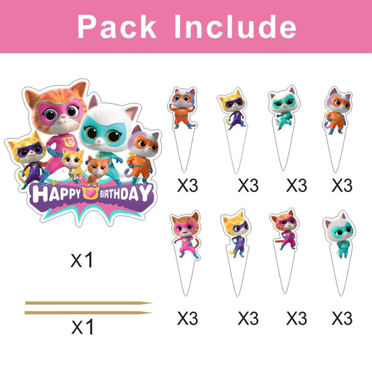 BNFUO Super Cats cupcake toppers brighten treats for a themed celebration