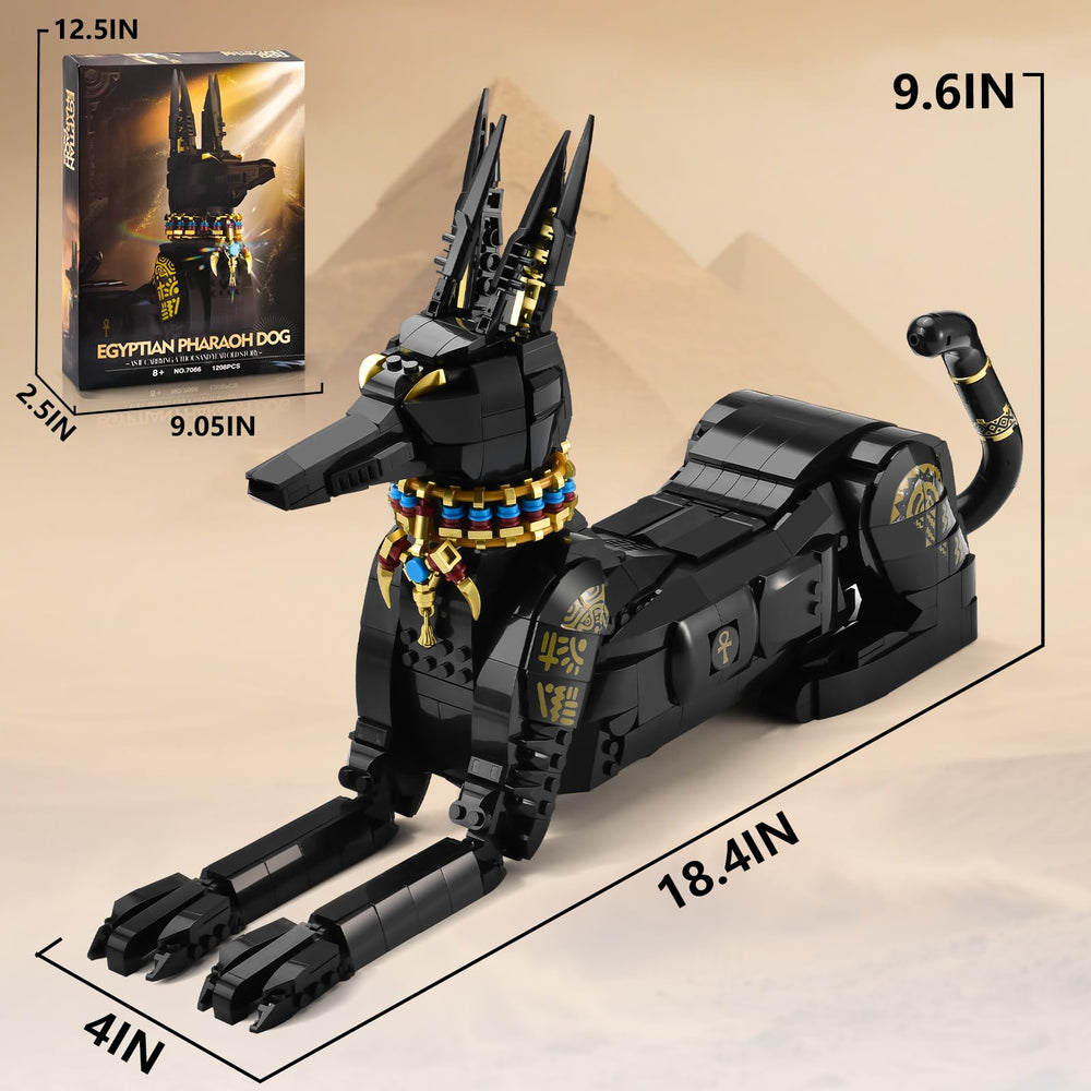 BNG Egyptian Dog Building Set black bricks with gold accents create premium home décor.