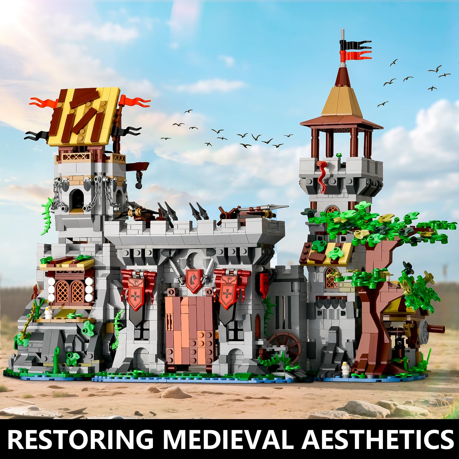 BNG Knights Castle blocks assembled highlighting realistic battlements and towers