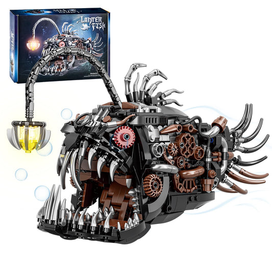 BNG Mechanical Fish lantern fish model with bioluminescent lighting for dramatic desk decor.