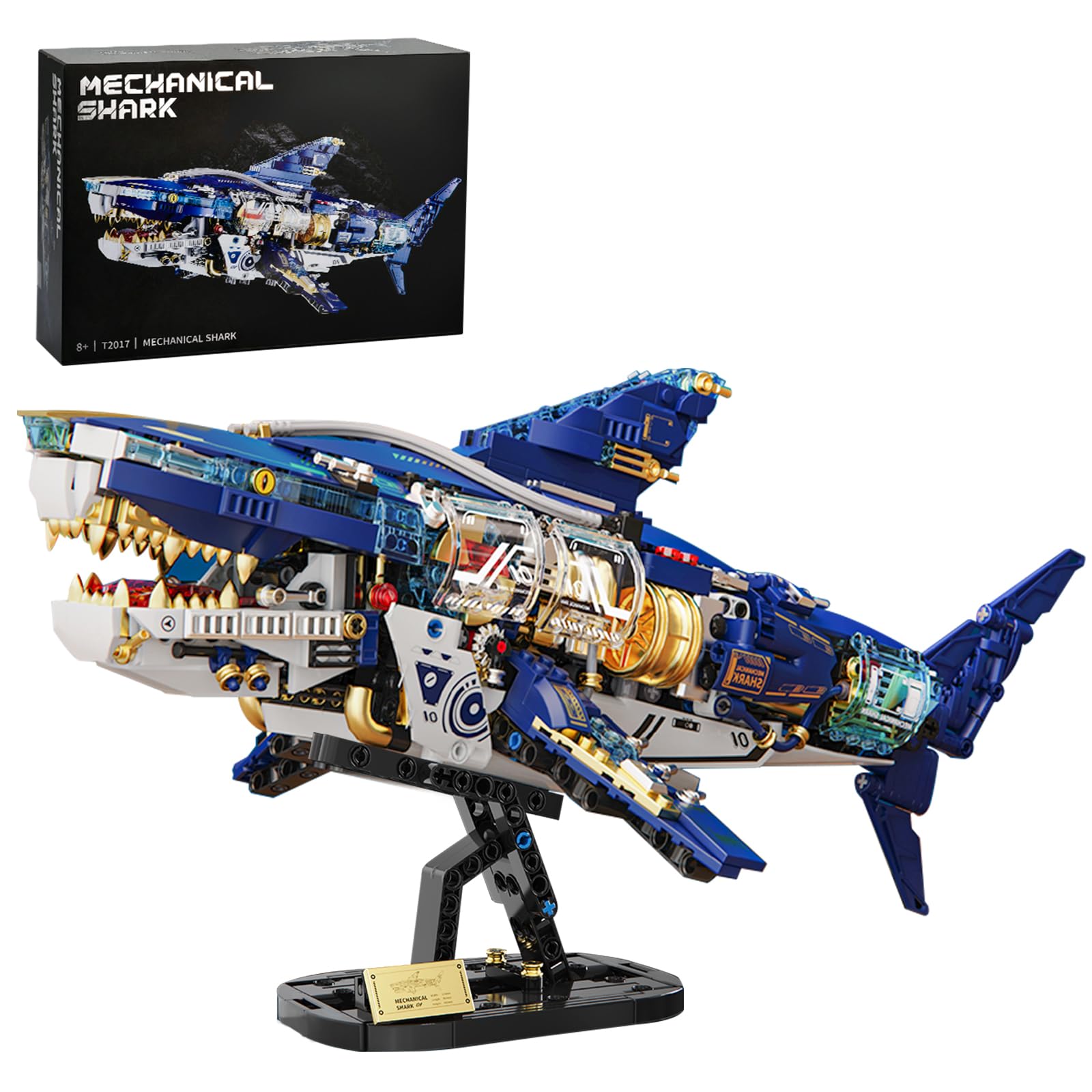 BNG Mechanical Shark with display stand enhances desk decor and showcases craftsmanship.