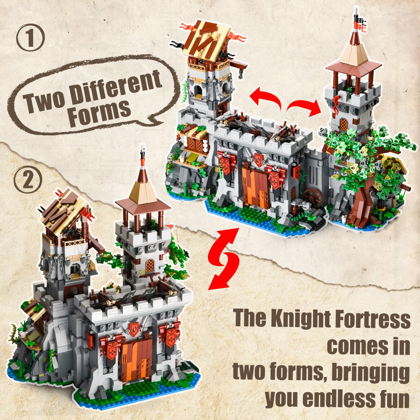 BNG Medieval architecture blocks with colorful details and lifelike features