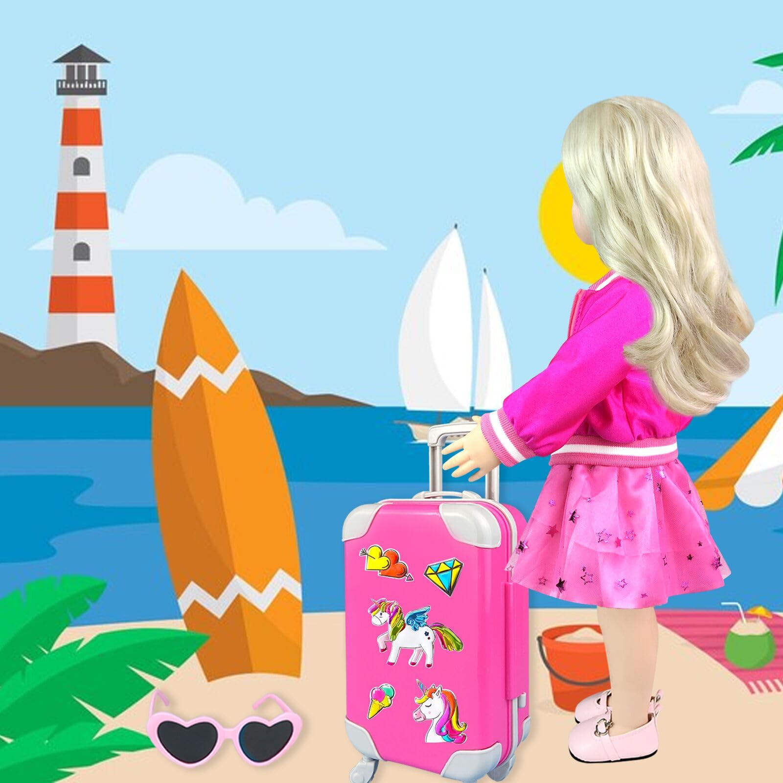 BNUZEIYI doll-accessories-pink-bag complete stylish accessory kit.