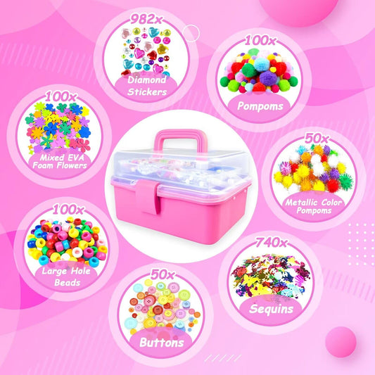 BNUZEIYI three-layer craft box open to show organized storage and portability.