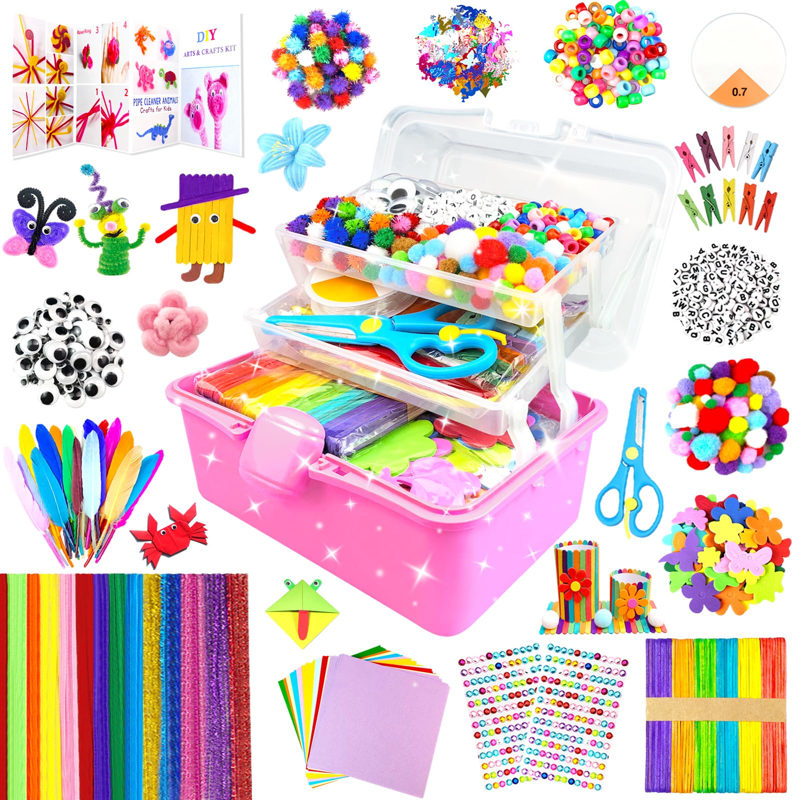 BNUZEIYI 3000-piece craft kit box helps kids organize supplies and spark creativity.