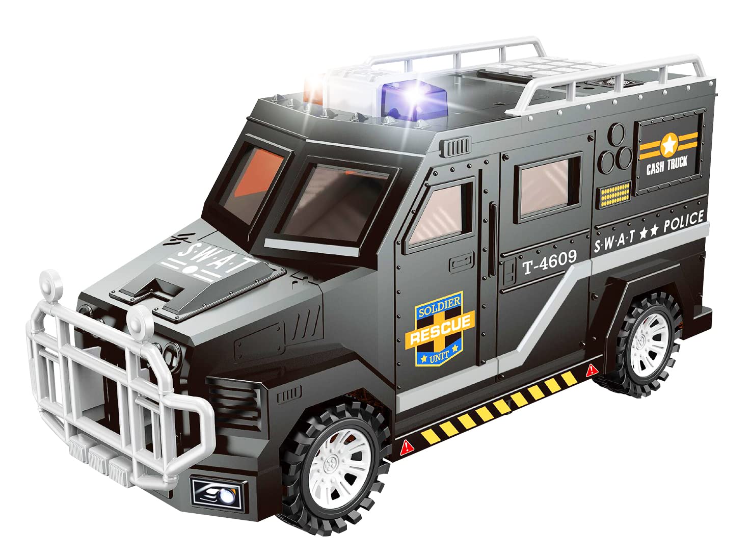 Bo-Toys Raywer Boys Piggy Bank front view in police SWAT car design for safe savings.
