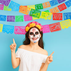 Boao Mexican banner on wall, vibrant colors enhancing outdoor party ambiance