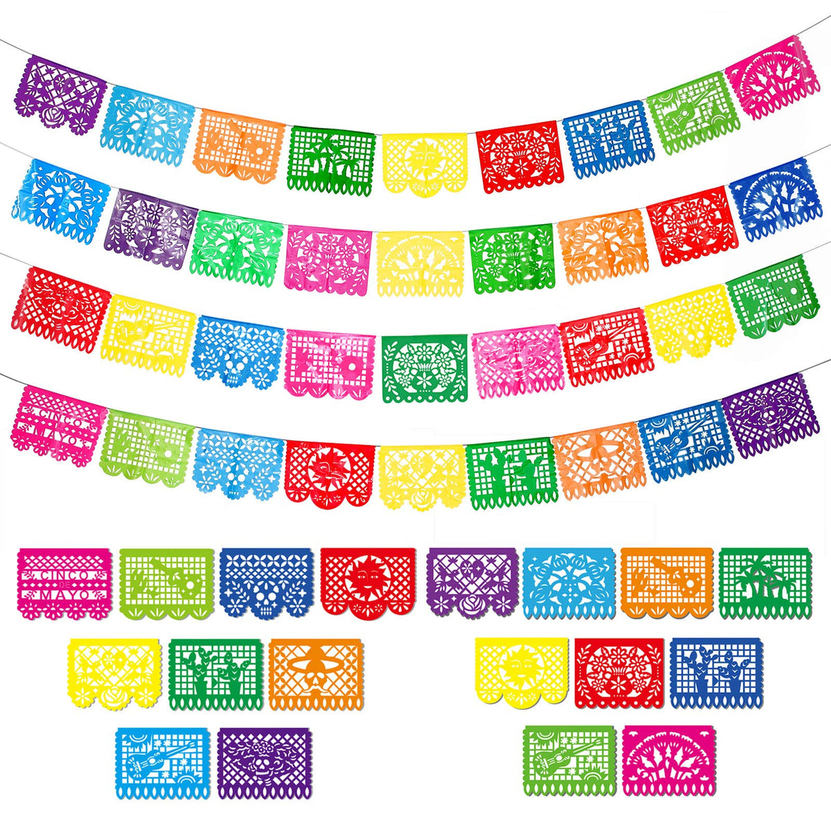Boao Mexican party banner panels in vibrant colors for festive decor