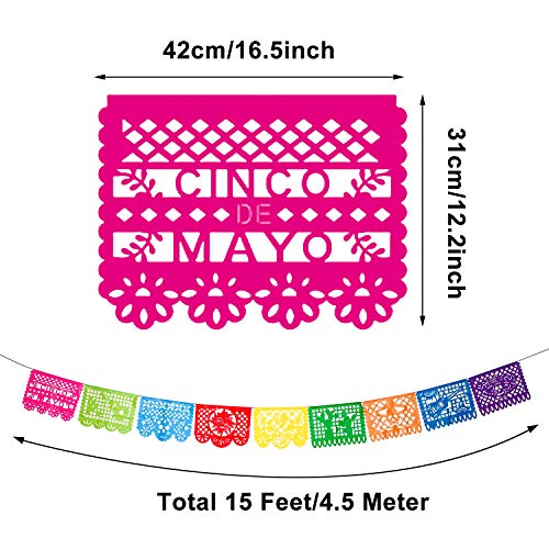 Boao papel picado banner close-up with colorful patterns for Cinco de Mayo celebrations