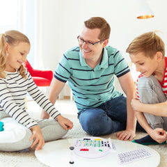 Boardle sleek design looks great on shelves and invites play.