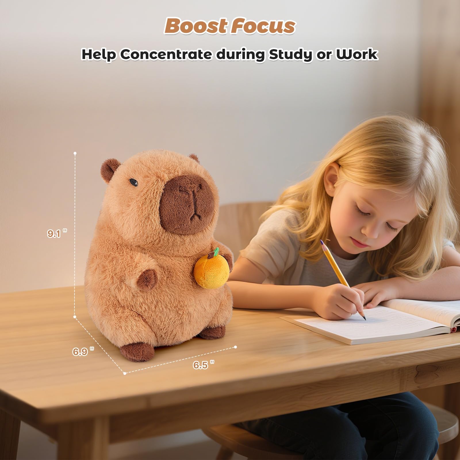 Bobbie & Laxi orange stuffed capybara plush gift idea.