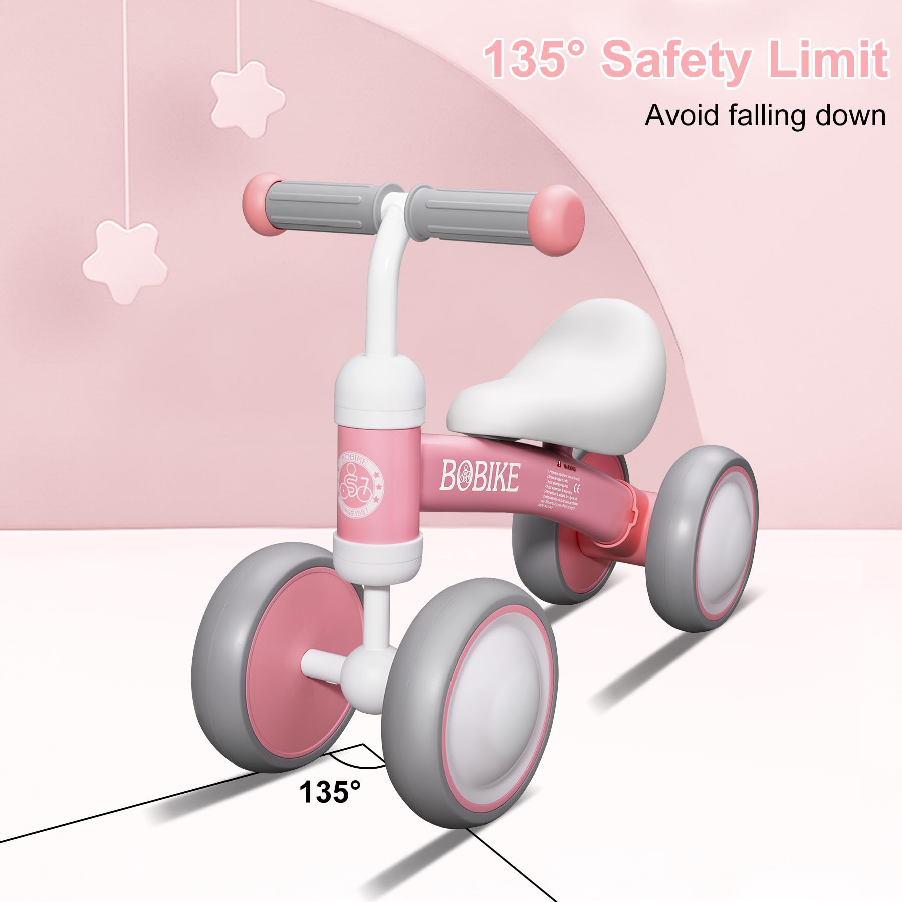 Bobike balance bike 135-degree steering reduces side falls during rides