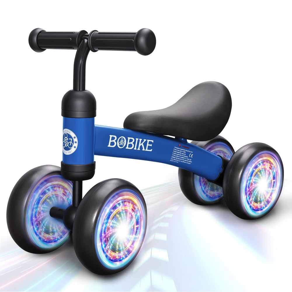 Bobike baby balance bike with four wheels for beginner riders.