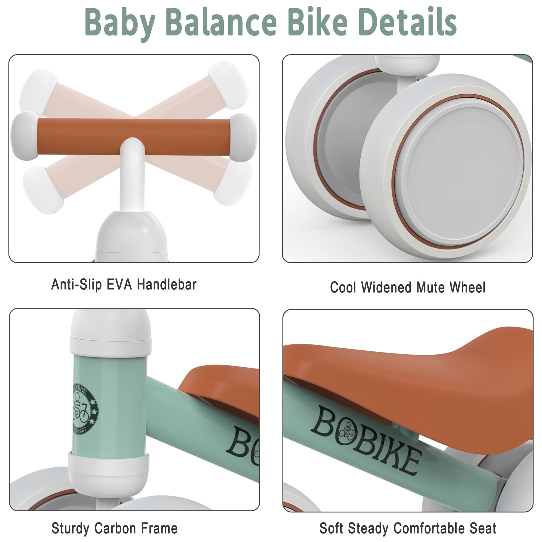 Bobike light-green balance bike side view for balance practice.