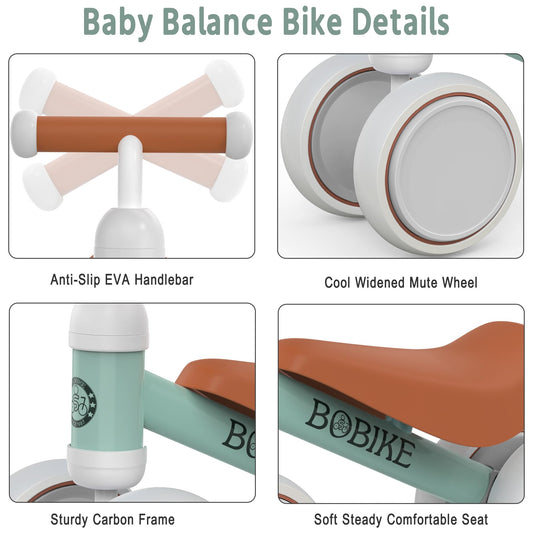 Bobike light-green balance bike side view for balance practice.