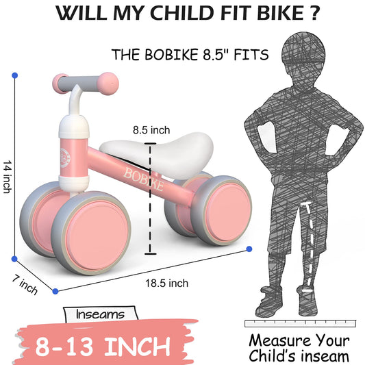 Bobike balance bike pink seat closeup for comfortable practice.