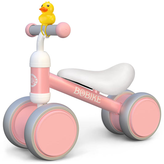Bobike baby balance bike pink side view for learn-to-ride confidence.
