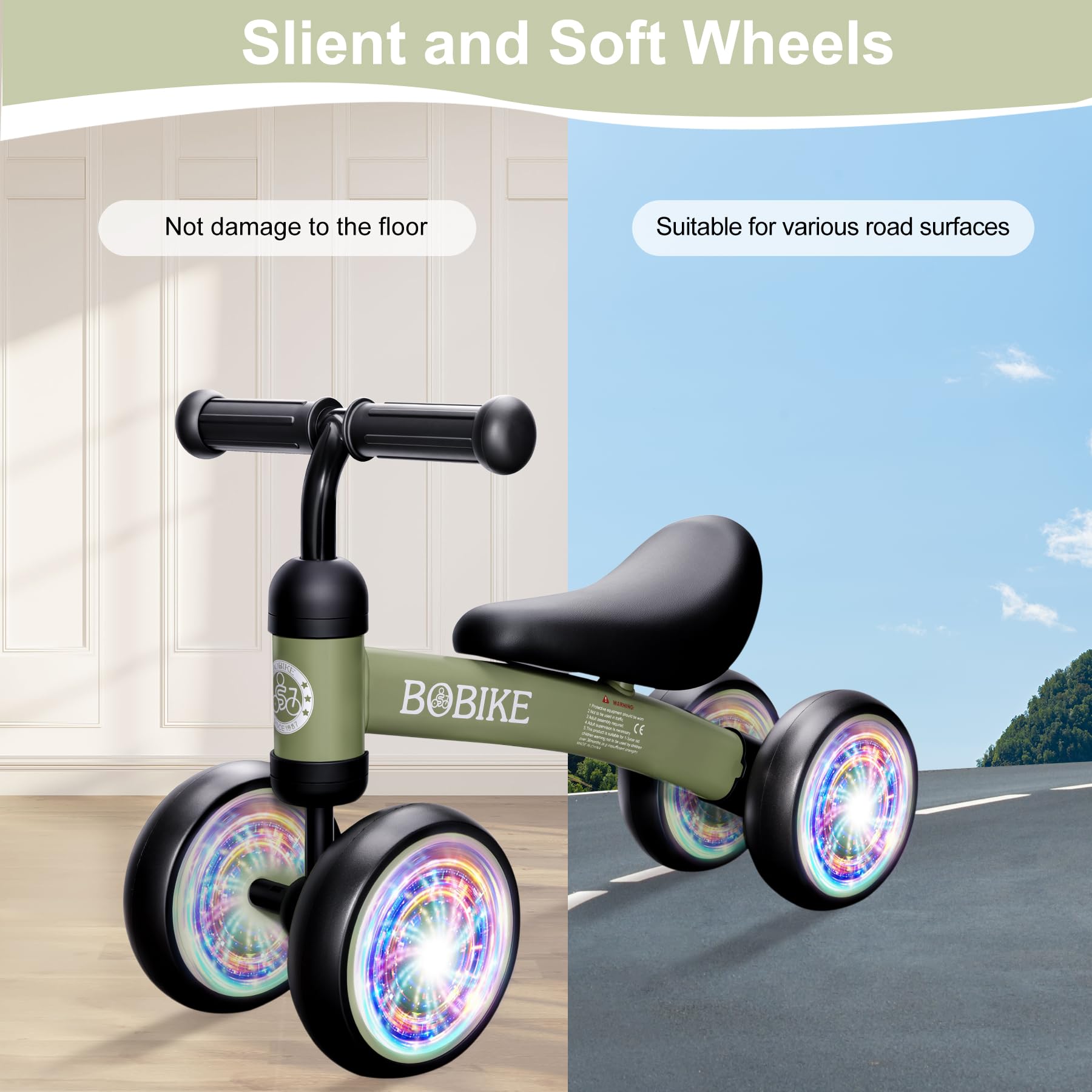 Bobike 135-degree steering limit supports stable beginner steering.