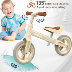 Safety-certified Bobike beige balance bike with ASTM F963-11 and EN71 features