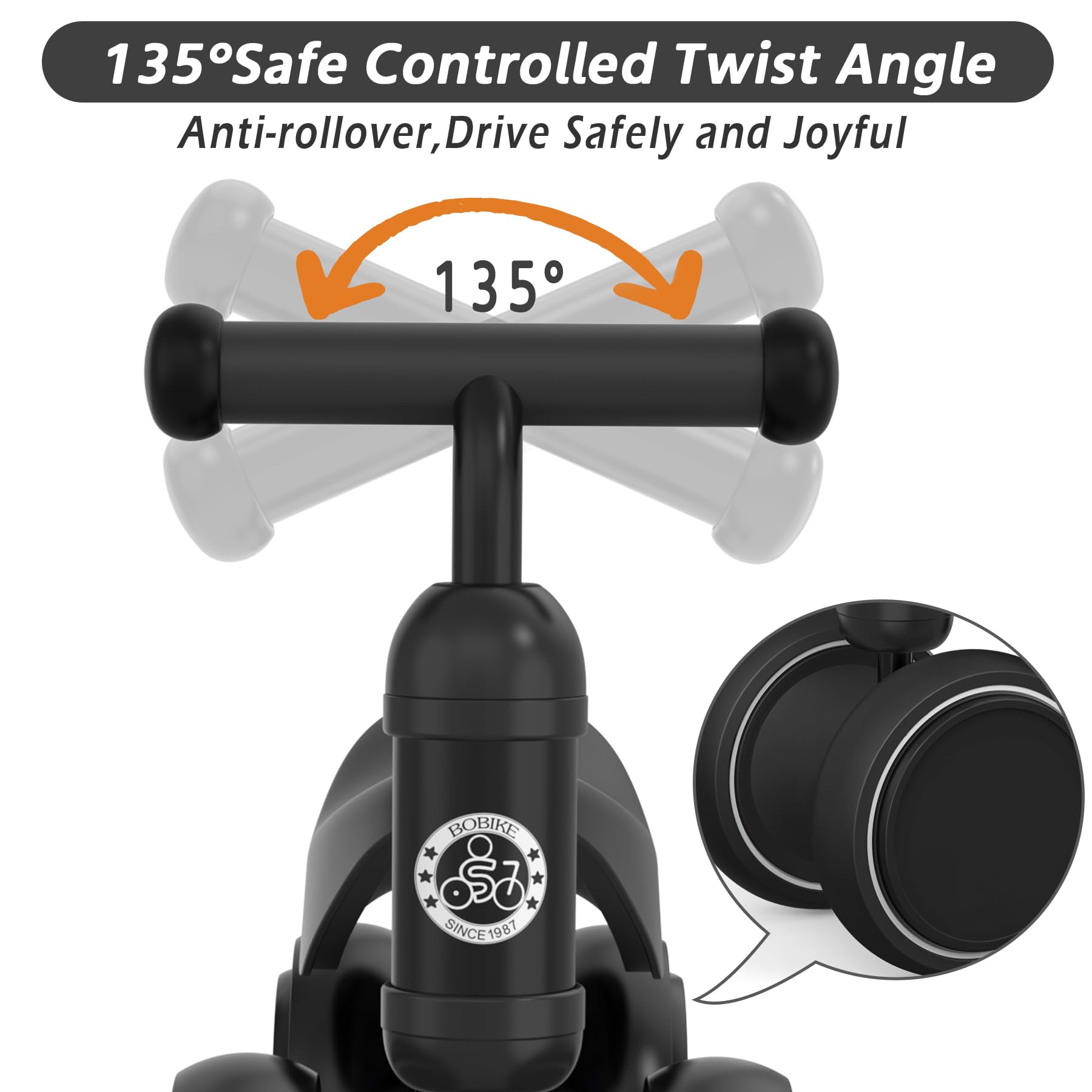 Bobike balance bike black assembly guide demonstrates quick setup.