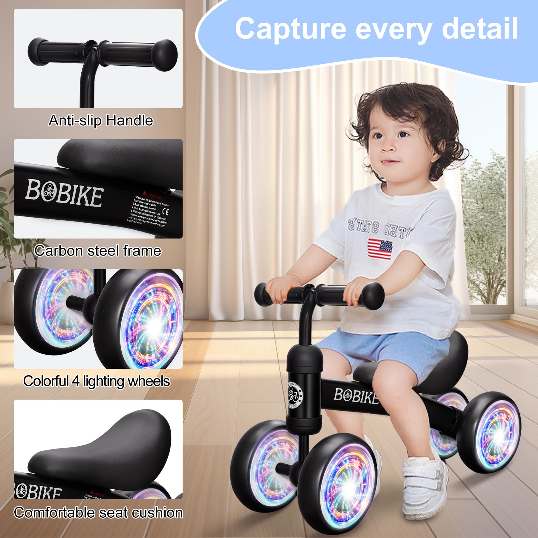 Bobike balance bike supports indoor and outdoor play with guided supervision.