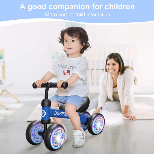 Bobike balance bike safety features showing 135° steering and wide wheels.